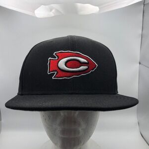 NIKE TRUE DRI-FIT Baseball Cap Fitted Black Red C Logo Swoosh 7 3/8
